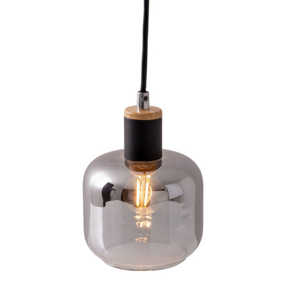 1-pendelende lamp "fumoso", hanglamp gemaakt van metaal en glas in zwart, met E14-aansluiting, voor eetkamer, woonkamer, gang of kantoor, hangende lamp 80 x 20 cm