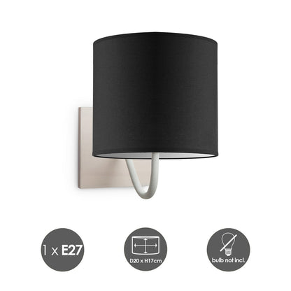 Home Sweet Home Wandlamp - Strand E27 Lampenkap zwart 20cm