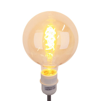 2 Set LED -lamp E27 -versie, 5 watt Ø 12,5 cm, metaal en glas, Amber