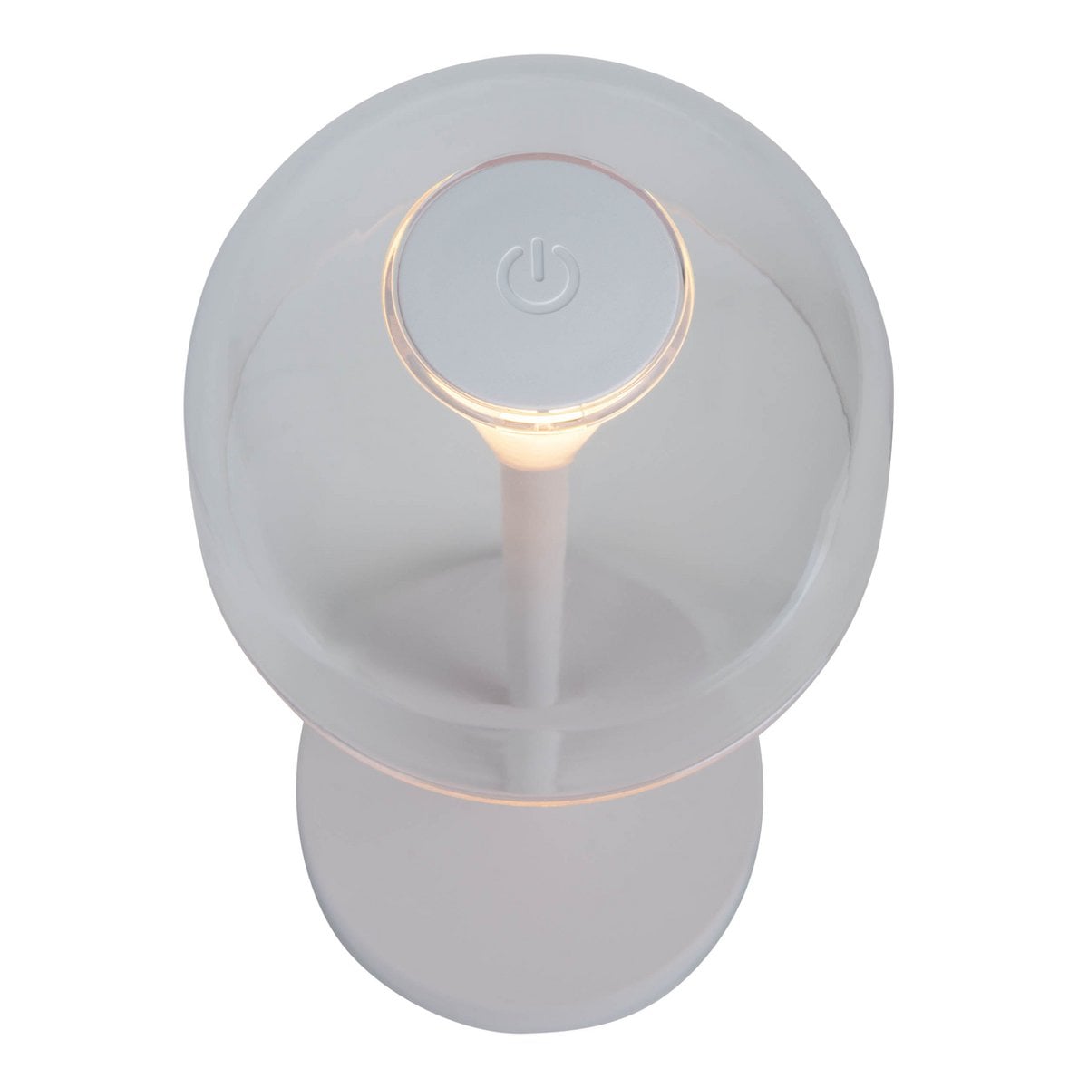 2 Set LED Battery Table Light "Gomba" voor buiten en binnen, gemaakt van metaal en plastic in wit, 18,5 cm hoog