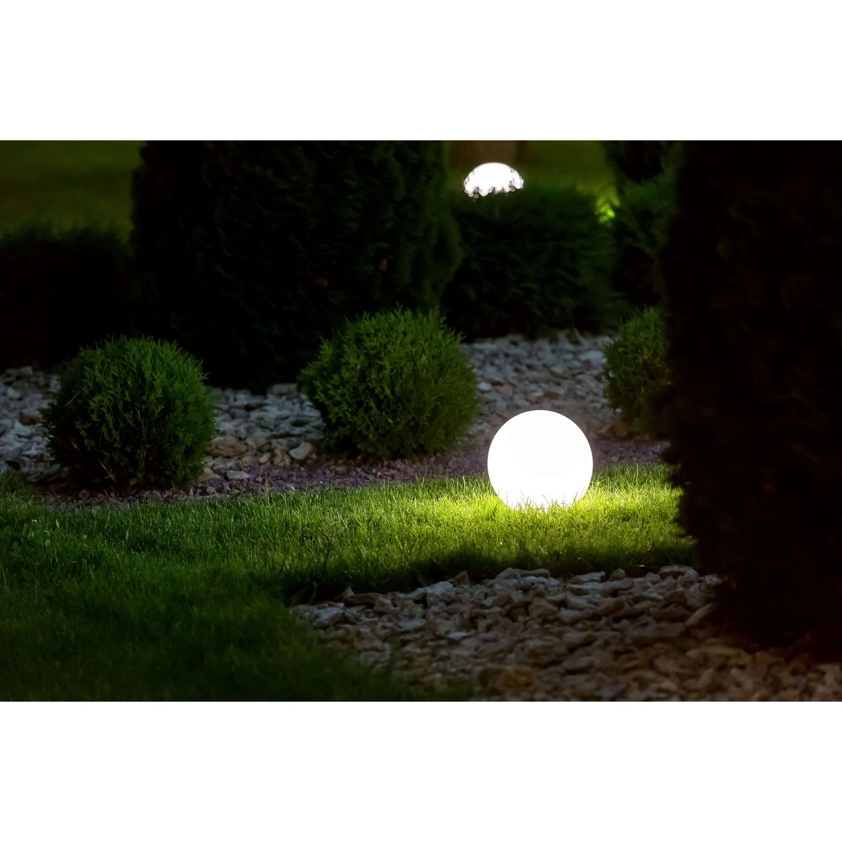 Buiten de Spitical Spit "Ball" D: 40 cm, voor buiten, plastic aarde spies, wit, E27, - Wegelettes