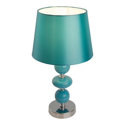 Keramische tafellamp "araga" 36 cm hoog, tafellamp gemaakt van metaal, keramiek, met tekstbladen, turquoise, met E14 -aansluiting, verlichting voor eetkamer, woonkamer, gang of kantoor