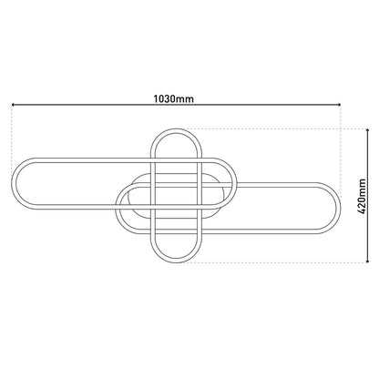 LED CCT -plafondlicht "Carlon" gemaakt van Matt Black Aluminium en Plastic, met geïntegreerde LED, 120 cm lang