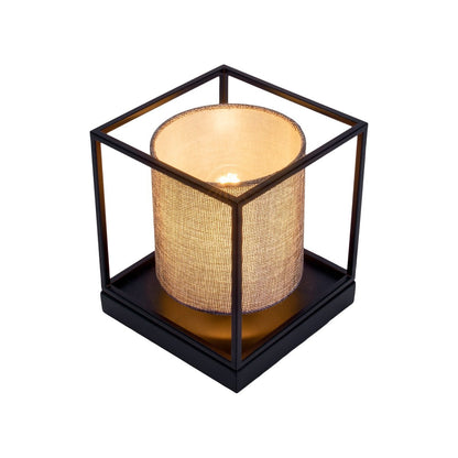 Tafellicht "Beta" grijs gemaakt van metaal met stofscherm in grijs, met E14 -aansluiting, lamp voor woonkamer, eetkamer, gang en kantoor, 15 x 15 x 17 cm