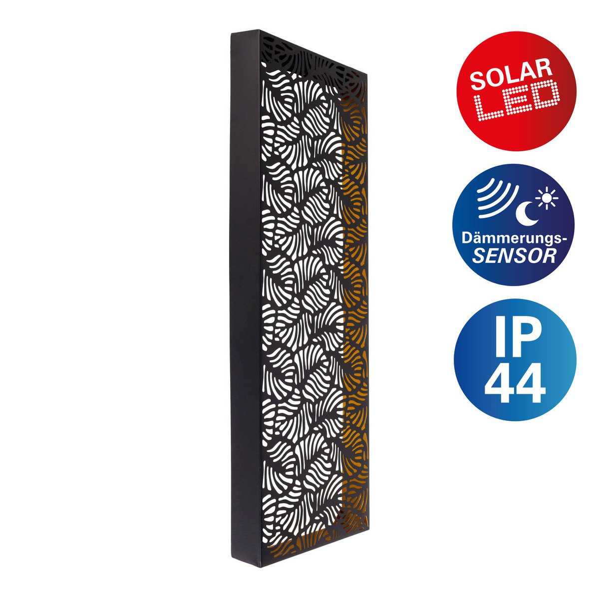 Zonne- /decollicht "IMA" gemaakt van zwart metaal, warm wit, met schemeringsensor, ca. 61,7 cm hoog, voor de buitenruimte