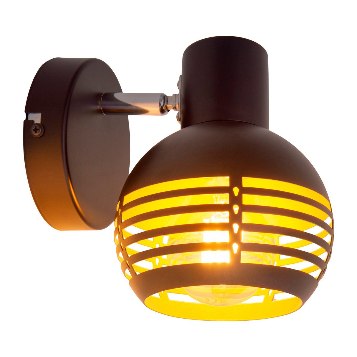 1er muur- en plafondlamp, plek "casco" gemaakt van metaal in zwart en goud, met E27 -aansluiting, 23 x 12 x 14 cm. Stijlvolle verlichting voor woonkamer, eetkamer of keuken.
