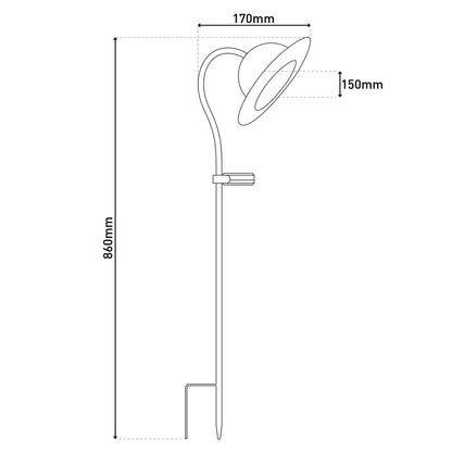 LED Solar Lamp "Bowler" met een spies voor de tuin en terras gemaakt van metaal en plastic in het zwart, met stevig gebouwd -in LED's, zonnelamp voor de tuin 86 cm hoog