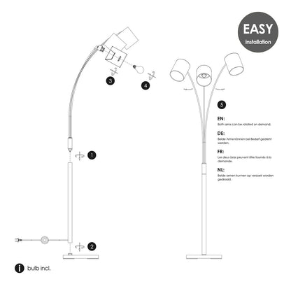 Home Sweet Home Moderne Vloerlamp - Staande Lamp - 3-lampenkapp
