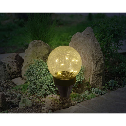 3 Set LED LED Solar Table Lamp/Aand Skeer "Crackle" Ø 12 cm, voor buiten, taflamp-plastic en glas, wit, met geïntegreerde LED