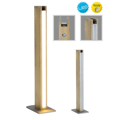 LED -tafellamp "rechte" 51 cm hoog, gemaakt van metaal, plastic en ashout, met stevig geïnstalleerde LED's, warm wit (770 lm, 3000k), dimable