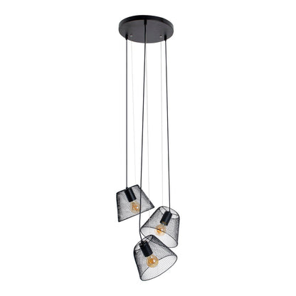 3-zits hanglamp "Korie" hanglamp gemaakt van metaal in zwart, met E27-versies, Ø30cm, voor woonkamer en kantoor.