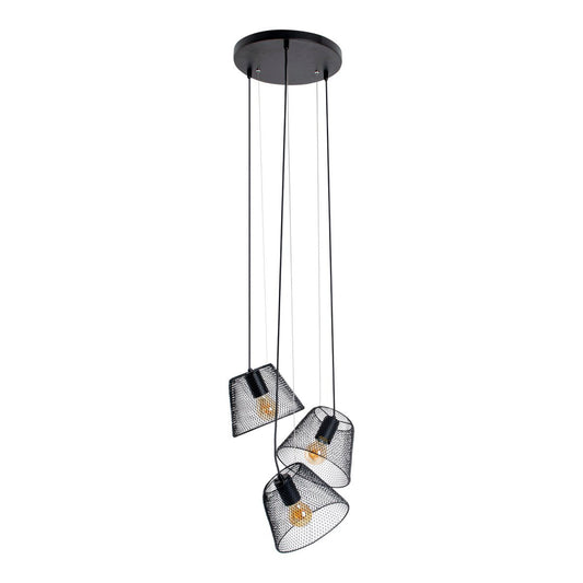 3-zits hanglamp "Korie" hanglamp gemaakt van metaal in zwart, met E27-versies, Ø30cm, voor woonkamer en kantoor.