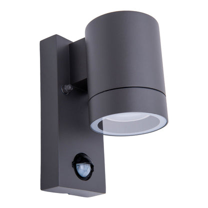 Buiten Wall Lamp "Romb" met bewegingsdetector, antraciet -gekleurd aluminium, timer, veranderbare lamp, 7 x 12,5 x 16,4 cm