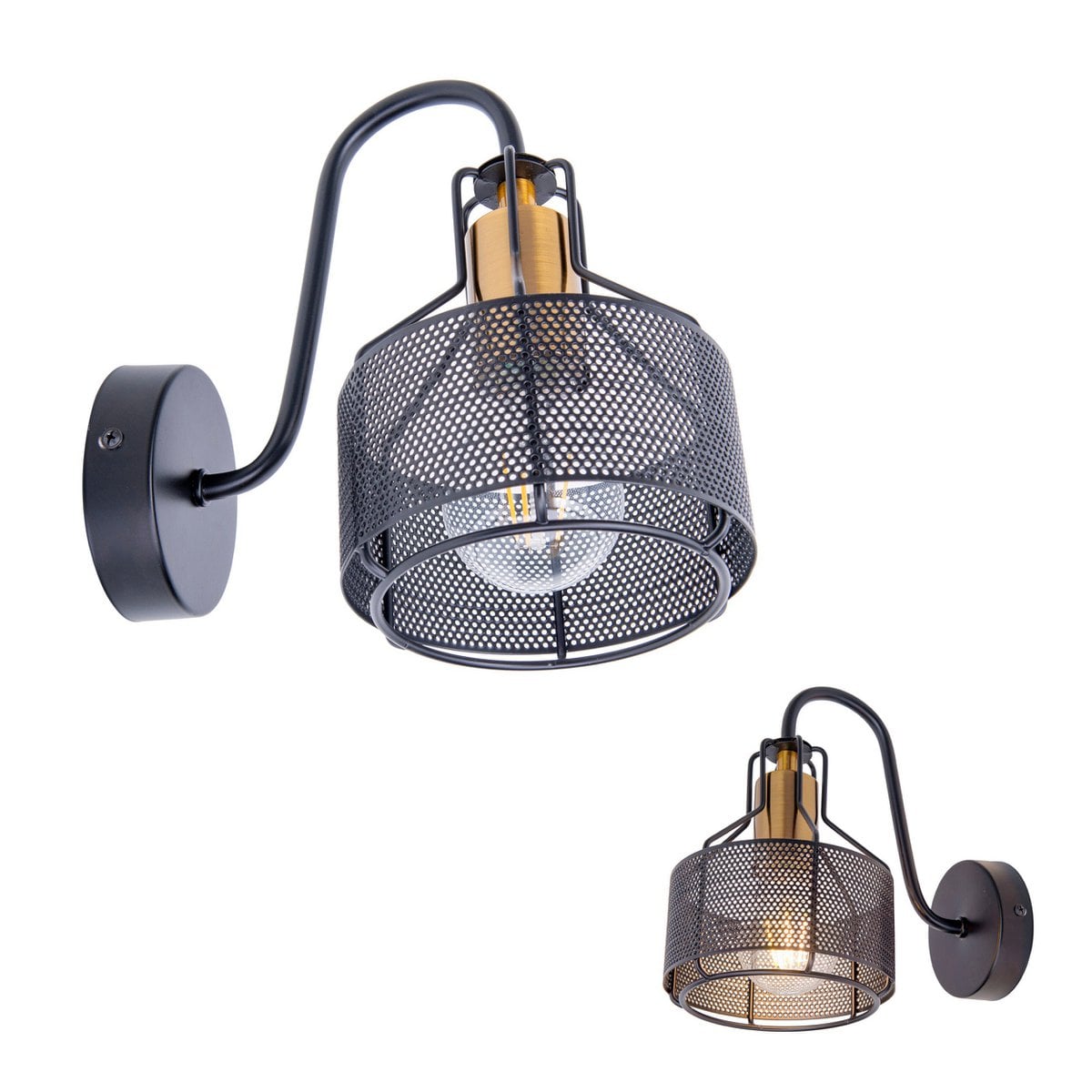 1er Wall Lamp Spot "Foro" gemaakt van metaal in het zwart, met E27 -versie, ongeveer 22 x 13,5 x 23 cm. Stijlvolle verlichting voor woonkamer, eetkamer of keuken.