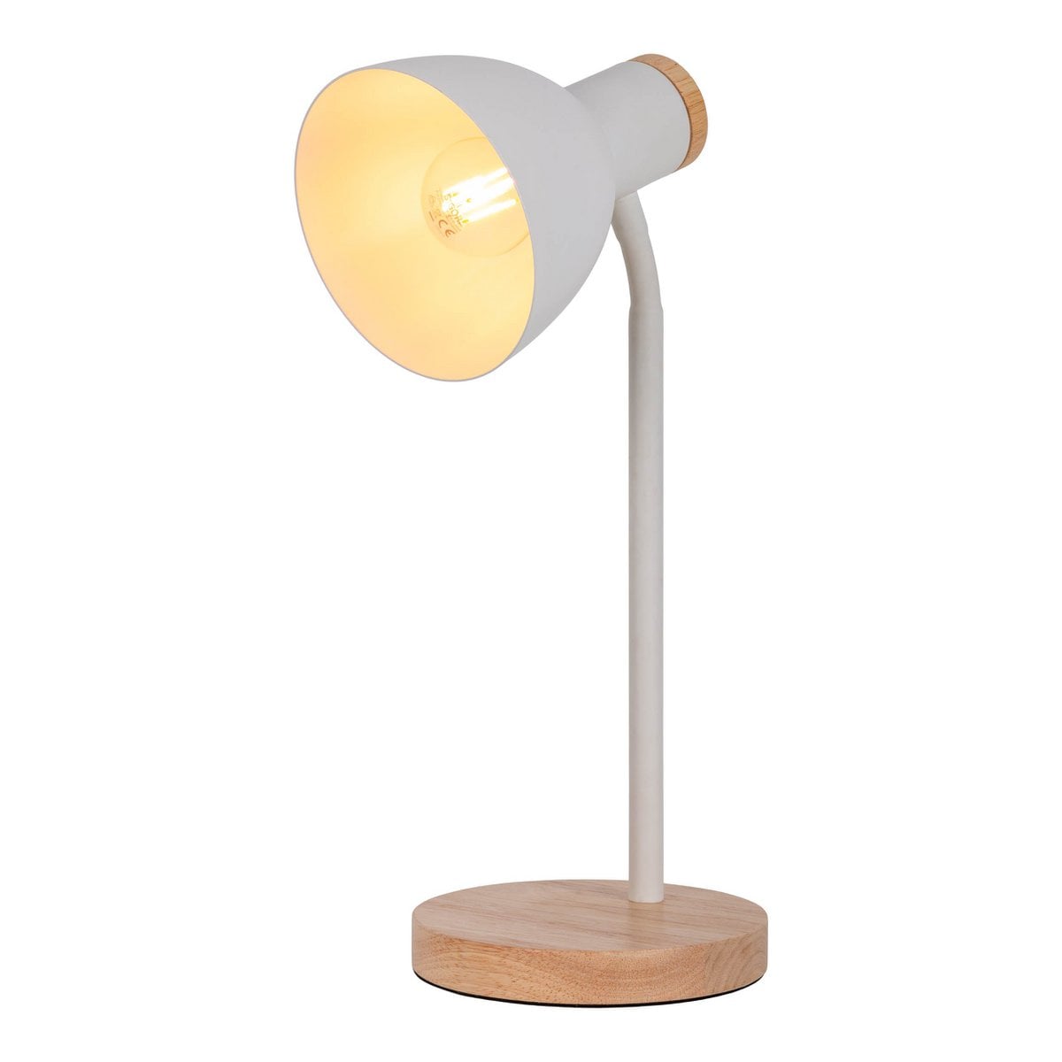 "Marie" bureaulamp gemaakt van metaal en hout, E14, wit, 36,5 cm hoog