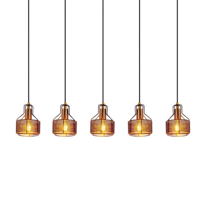 5 hanger lamp "foro" retro hanger lamp gemaakt van metaal in zwart en goud met E27 -versies, 96 cm lang. Stijlvolle verlichting voor woonkamer, eetkamer of keuken.