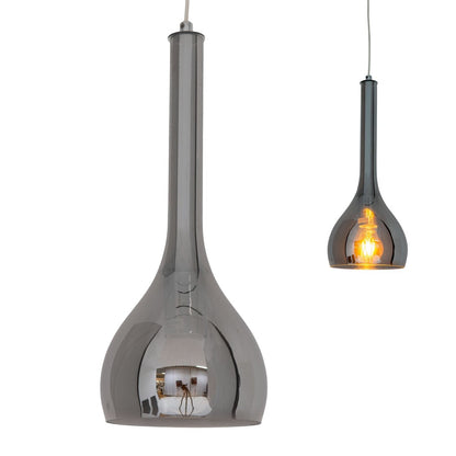 Hanger lamp "vaso", hintlamp gemaakt van metaal en rookglas in antraciet, E27 -aansluiting, voor eetkamer, woonkamer, hal of kantoor, met een Øvon 16 cm