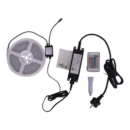 De LED "Stripe" buiten 500 cm, 24 watt, warm wit, met kleurwisselaar, dimbaar, inclusief afstandsbediening en accessoires