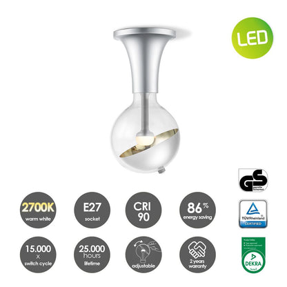 Home Sweet Home Hanglamp Move Me - Horn Sphere 5.5W 2700K grijs-zilver