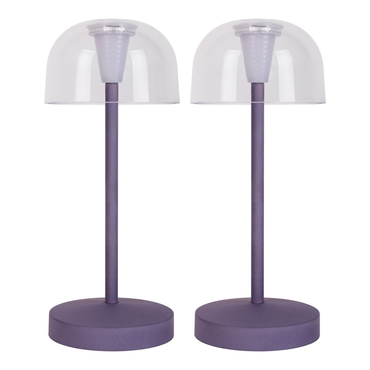 2-ex-ingestelde LED-batterijtafel Licht "Gomba" voor buiten en binnen, gemaakt van metaal en plastic in bramen, 18,5 cm hoog