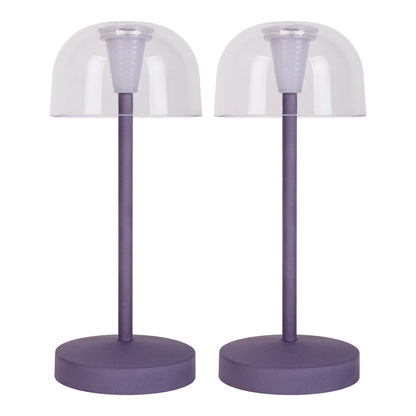 2-ex-ingestelde LED-batterijtafel Licht "Gomba" voor buiten en binnen, gemaakt van metaal en plastic in bramen, 18,5 cm hoog