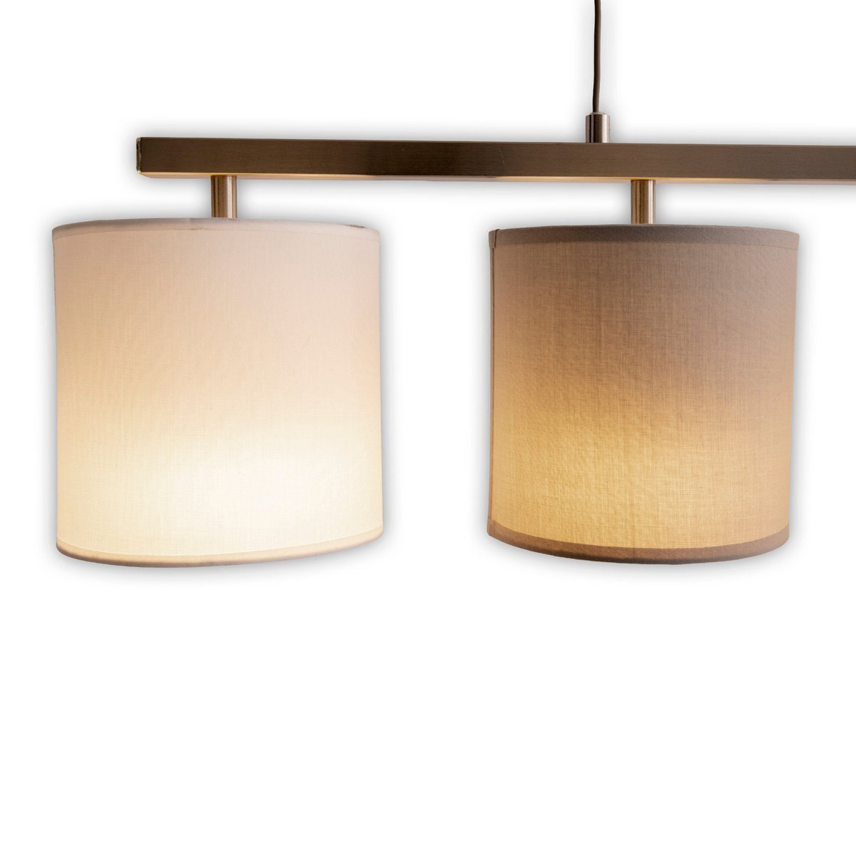 4 hanglamp "tilde", klassieke metalen slinger lamp en textiel in grijs en wit, met E27 -frame, hoogte verstelbaar, 86 cm lang, ideaal als eetlamp