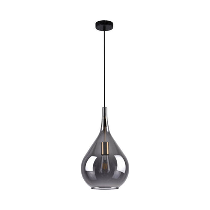 Hanger lamp "gota", retro klassieke hanglamp gemaakt van zwart rookglas Ø 25 cm, met E27 -versies, 150 hoog, ideaal voor eetkamer, woonkamer en keuken.
