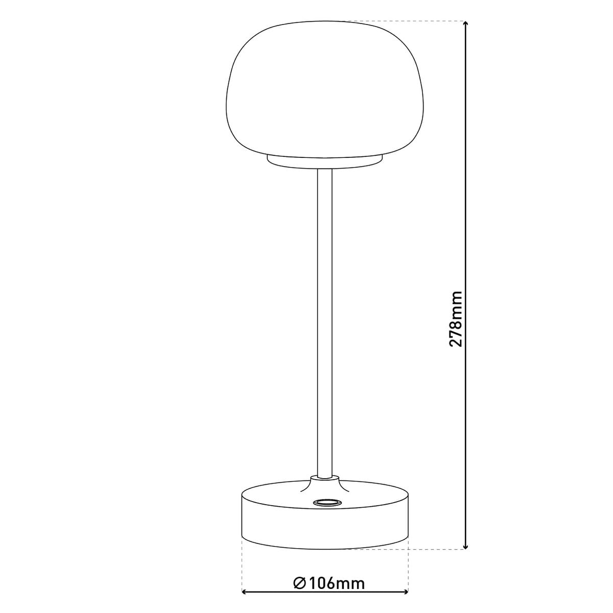 LED -batterij/ tafellamp "Pina" 30 cm hoog, gemaakt van metaal (wit) en glas (wit), geïntegreerde LED's, warm wit