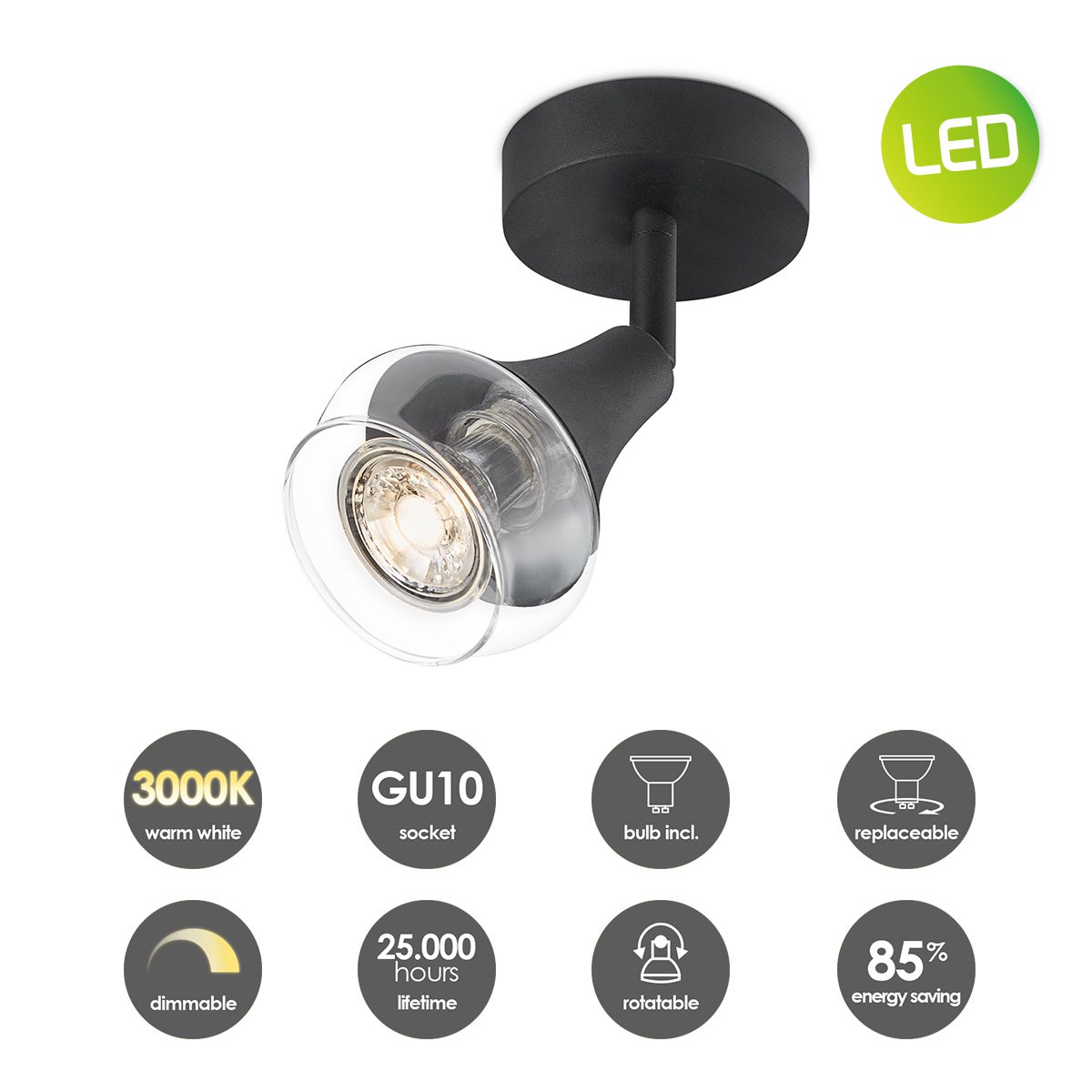 Home Sweet Home LED Wandspot Vaya - incl. dimbare LED lamp - Zwart