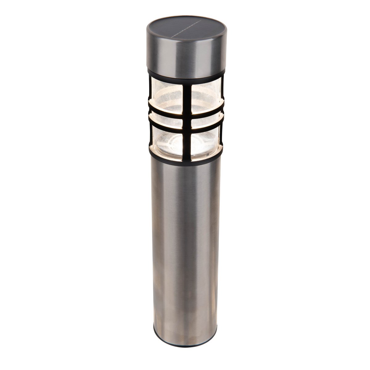 Zonne-decoratedspieß "Bobby" in de 3 set, Ø 6,2 cm, 42 cm hoog, metaal in stalen blank, plastic, geïntegreerde leds warm wit wit