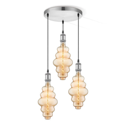 Home Sweet Home hanglamp chroom rond Cloud 3L G160 dimbaar E27 amber
