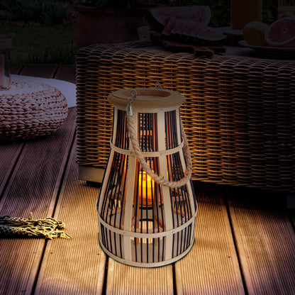 Decollicht "Korbinian" inclusief Solar Led Candle for Garden and Balcony, van Rattan in Nature, Solar Lamp Hoogte 35 cm