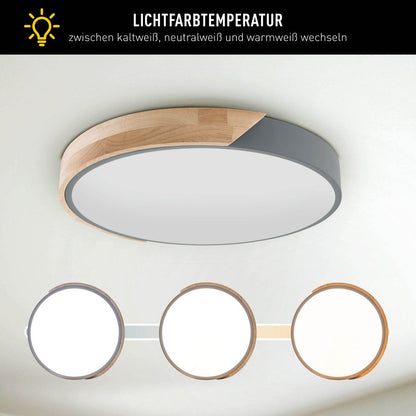 LED -plafondlamp "Borneo", Ø 31 cm gemaakt van metaal en plastic in grijs, geïntegreerde LED's, verlichting voor woonkamers, gang en kantoor