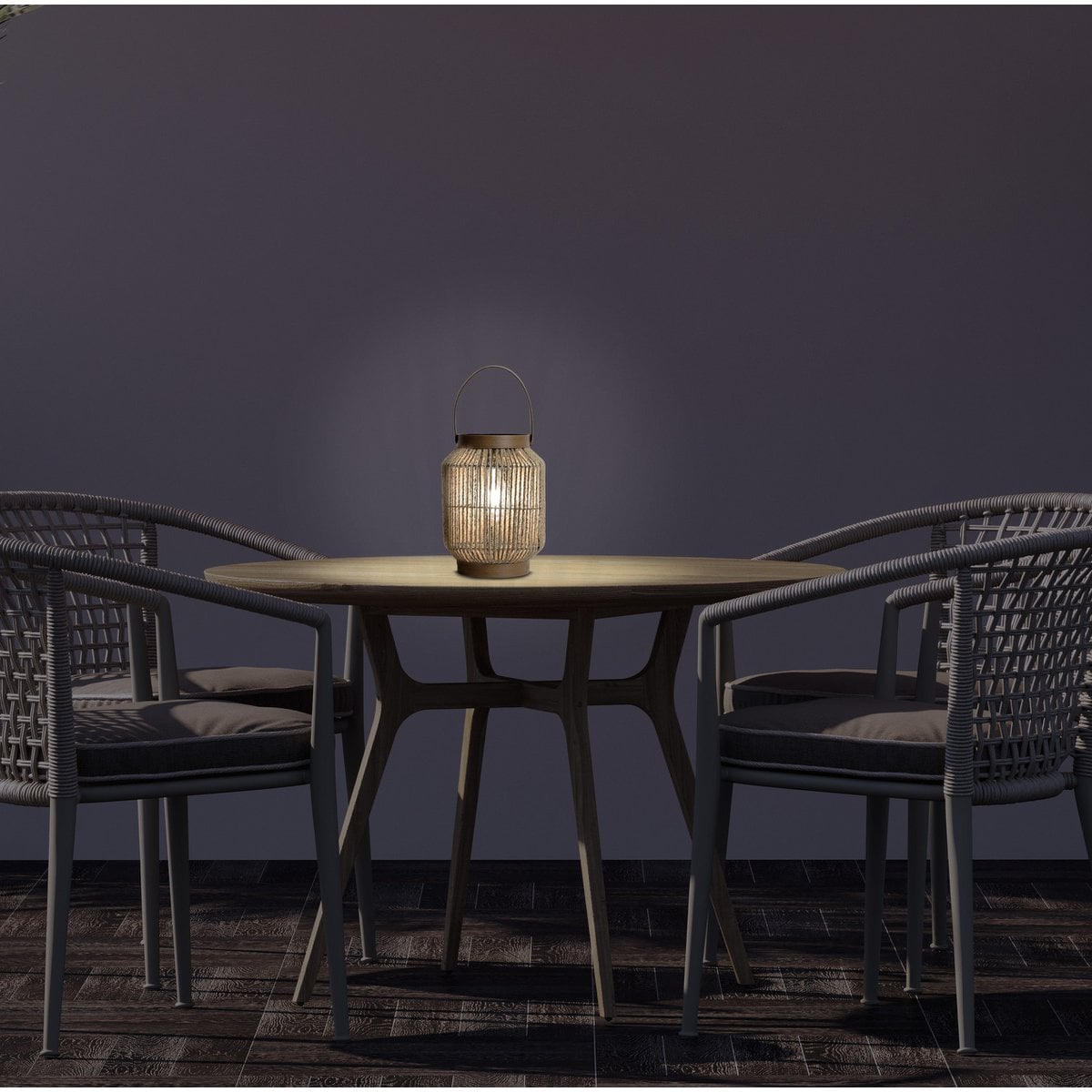 LED zonnelamp "Korbiniaanse" decoratie voor het buitengebied gemaakt van metaal, plastic en snoer in de natuur, met stevig ingebouwde LED's.