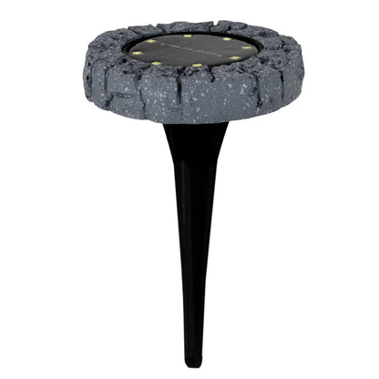 4 Set LED LED Solar-Floor-So-spit "Kian", voor buiten, plastic vloerlamp in grijs, met geïntegreerde LED