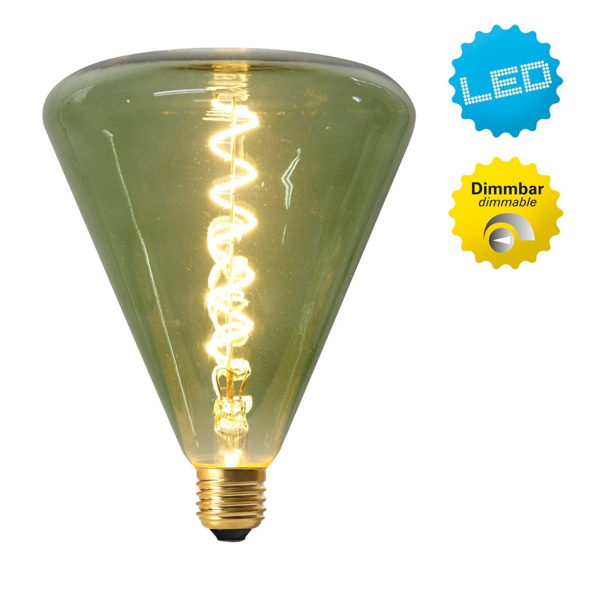 LED -lamp "Dilly" E27 -versie, 4 watt, metaal en glas in groen