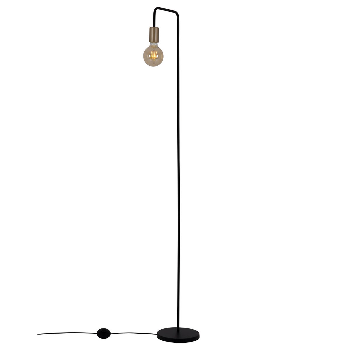 Staande lamp "Modo" gemaakt van metaal in zwarte, versies in goud, E27 -aansluiting, tafellamp voor woonkamer, eetkamer, keuken, gang, gang of kantoor, 150 High