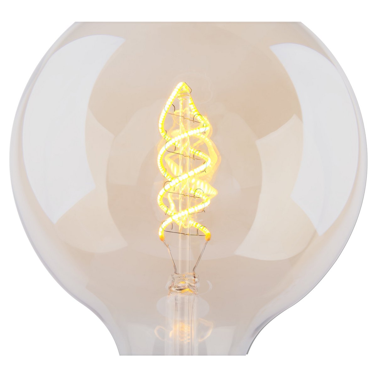 2 Set LED -lamp E27 -versie, 5 watt Ø 12,5 cm, metaal en glas, Amber