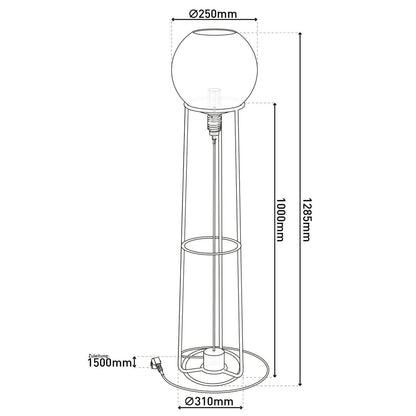 Stapellamp "stelo", moderne vloerlamp gemaakt van zwart metaal en rookglas, E27 -aansluiting, 128,5 cm hoog, voor eetkamer, woonkamer, gang of kantoor,