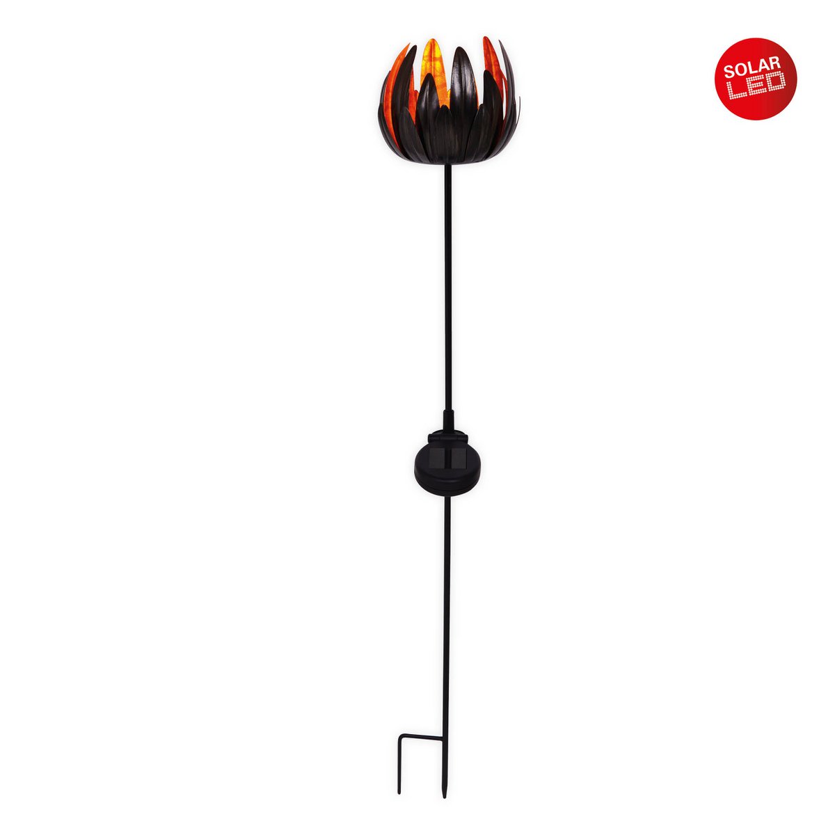 LED Solar Skeer "Flower", voor buiten, metaal en plastic aarde spies in koper, met geïntegreerde LED