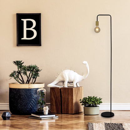 Staande lamp "Modo" gemaakt van metaal in zwarte, versies in goud, E27 -aansluiting, tafellamp voor woonkamer, eetkamer, keuken, gang, gang of kantoor, 150 High