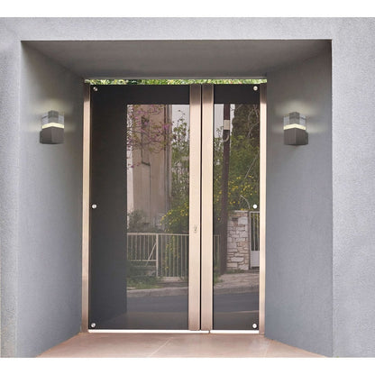 LED externe wandlamp "Leah" gemaakt van metaal en plastic in stalen blanke, geïntegreerde LED