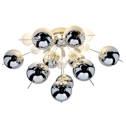 Plafondlamp "explosie" chroom gemaakt van metaal en glas, G9 -versies, plafondlamp voor eetkamer, woonkamer, gang of kantoor, Ø57 cm