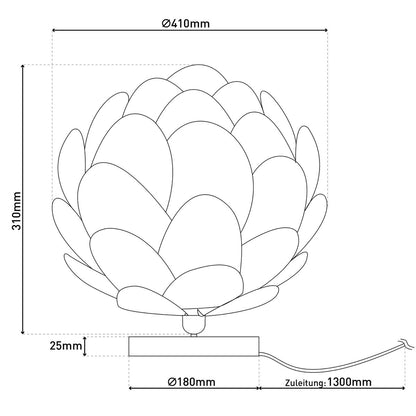 Tafellamp "fora" gemaakt van metaal en wit plastic, E27 -aansluiting, verlichting voor woonkamer, eetkamer en nachtkastje, Ø41 cm