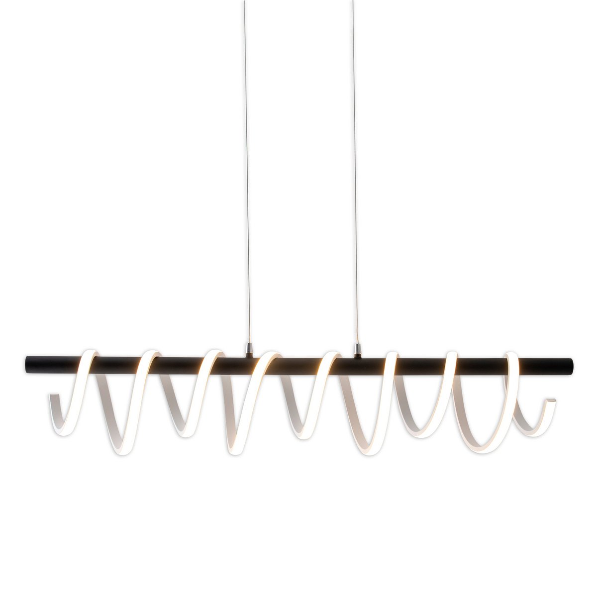 LED -hanglamp "Belleza", moderne metalen slinger lamp in zwart en wit, met stevig ingebouwde LED's, ca. 100 cm lang, de ideale verlichting voor woonkamer, eetkamer of keuken.