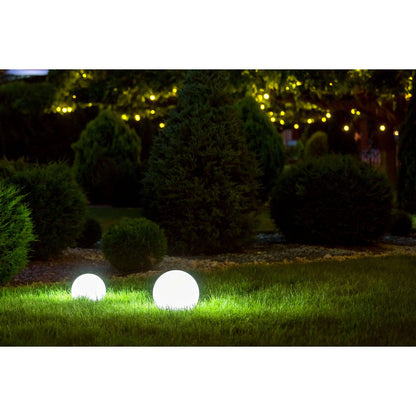 Buiten de Spitical Spit "Ball" D: 50 cm, voor buiten, plastic aarde spies, wit, E27, - Wegelettes