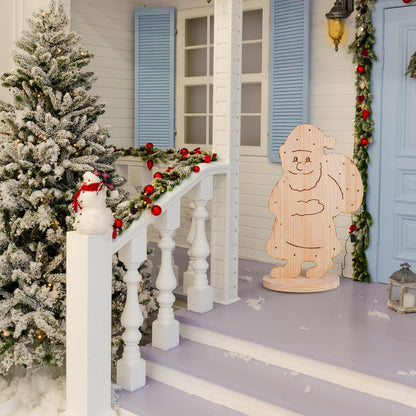 LED WOOD Decolum "Santa" Large, kerstdecoraties gemaakt van hout in de natuur, met stevig ingebouwde LED's, voor de buitenruimte - klassiek - decoratie - hout - Natuur - geen informatie - kerstdecoratie buiten