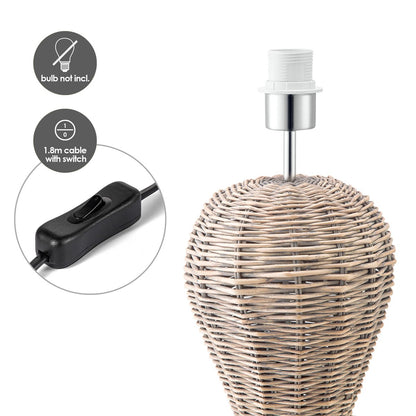 Home Sweet Home - Bohe stijl - Rotan Tafellamp - Beige - 15 /15 /45 cm