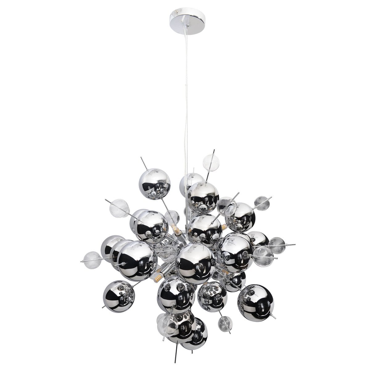 Hanger lamp "explosie" chroom gemaakt van metaal en glas, G9 -versies, hangende lamp voor eetkamer, woonkamer, gang of kantoor, Øca. 65 cm