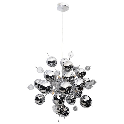 Hanger lamp "explosie" chroom gemaakt van metaal en glas, G9 -versies, hangende lamp voor eetkamer, woonkamer, gang of kantoor, Øca. 65 cm